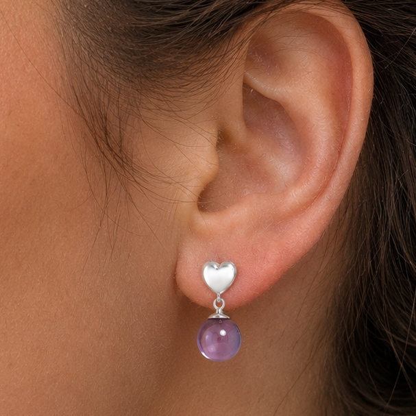 Premium Quality Heart - Amethyst Ball - Brazil Earrings E-1258 11-EE10023