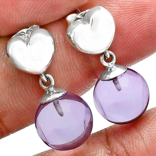 Premium Quality Heart - Amethyst Ball - Brazil Earrings E-1258 11-EE10022