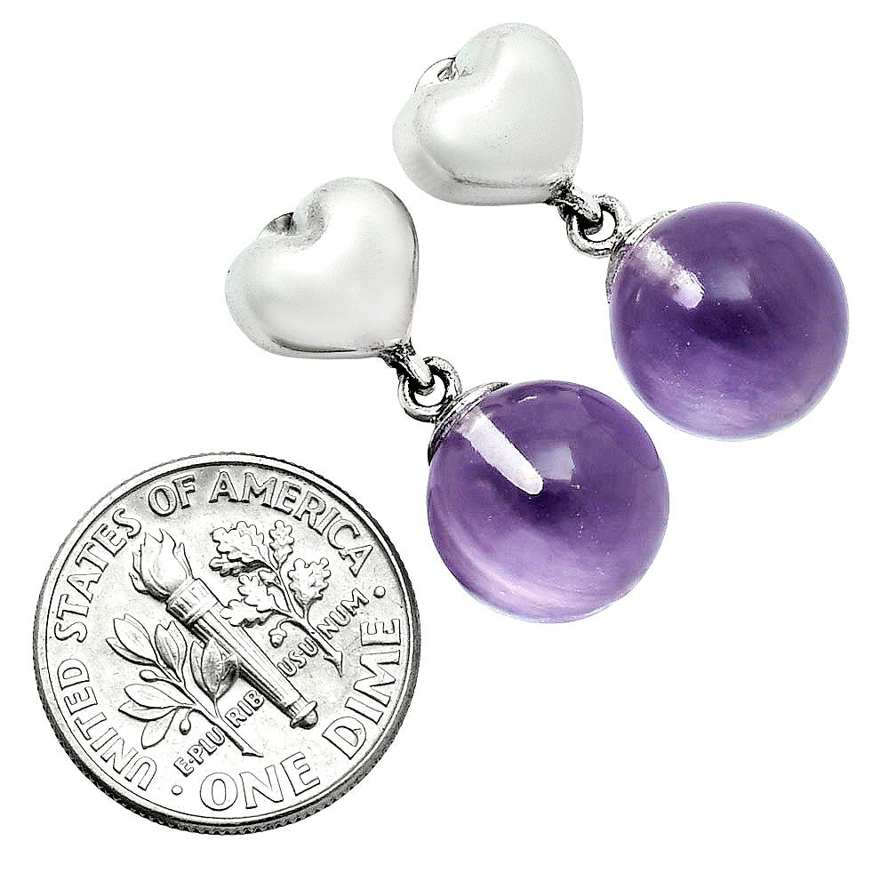 Premium Quality Heart - Amethyst Ball - Brazil Earrings E-1258 11-EE10022