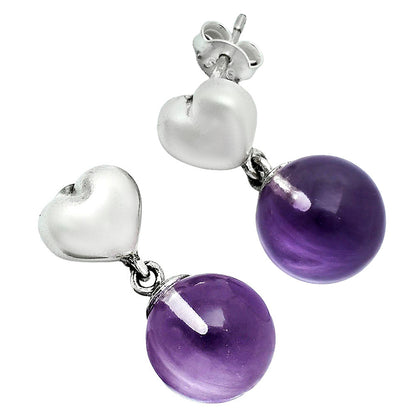 Premium Quality Heart - Amethyst Ball - Brazil Earrings E-1258 11-EE10022