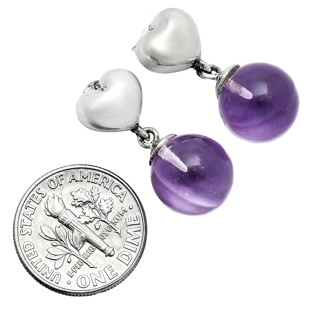 Premium Quality Heart - Amethyst Ball - Brazil Earrings E-1258 11-EE10023