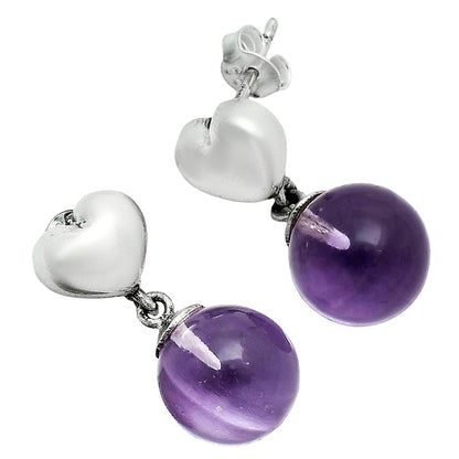 Premium Quality Heart - Amethyst Ball - Brazil Earrings E-1258 11-EE10023