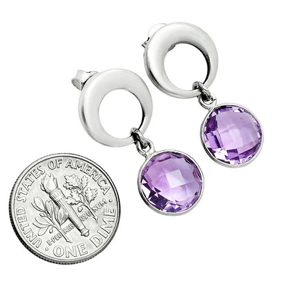 Premium Quality Amethyst Checker Briolette - Brazil Earrings E-1259 11-EE10031