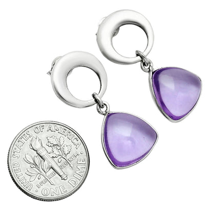 Premium Quality Amethyst Cab Briolette - Brazil Earrings E-1259 11-EE10034