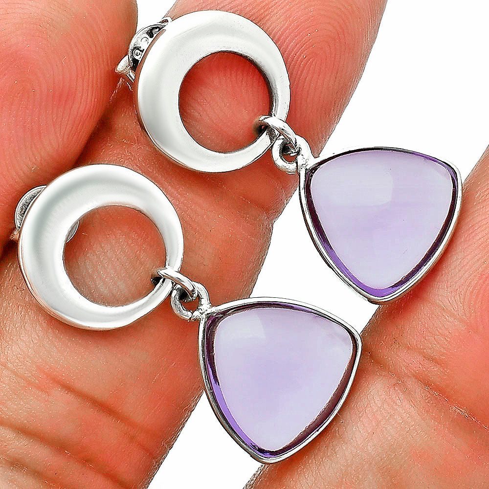 Premium Quality Amethyst Cab Briolette - Brazil Earrings E-1259 11-EE10036