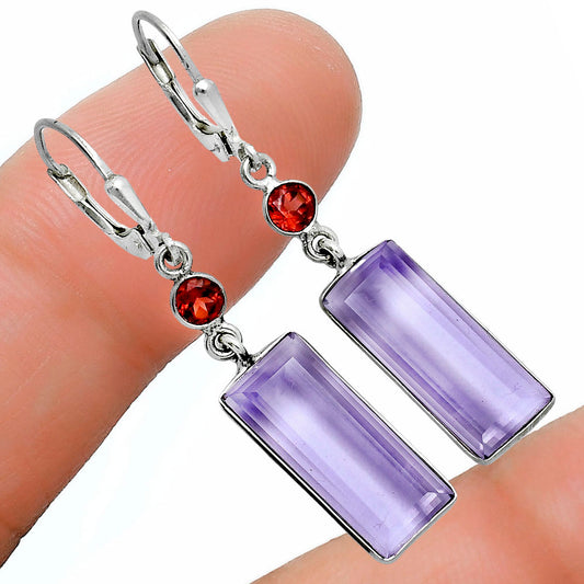 Premium Amethyst - Brazil & Garnet Earrings E-1254 11-EE10045