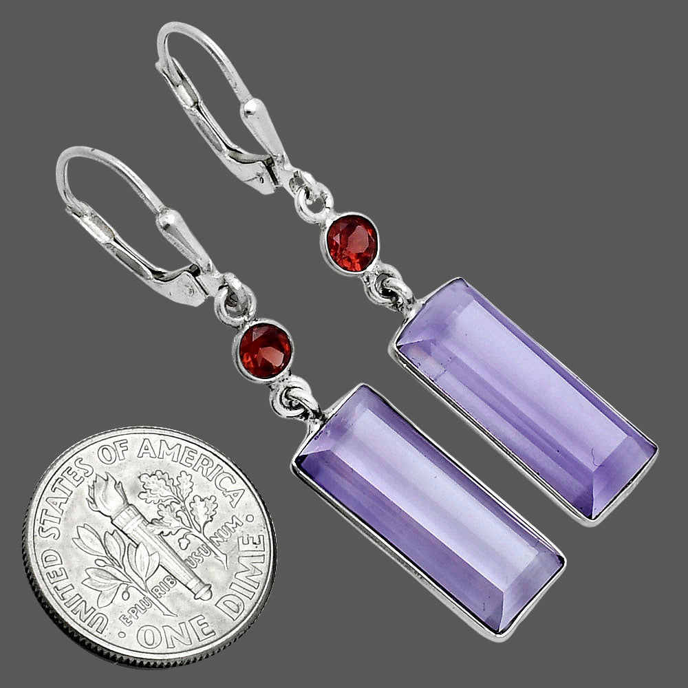 Premium Amethyst - Brazil & Garnet Earrings E-1254 11-EE10048