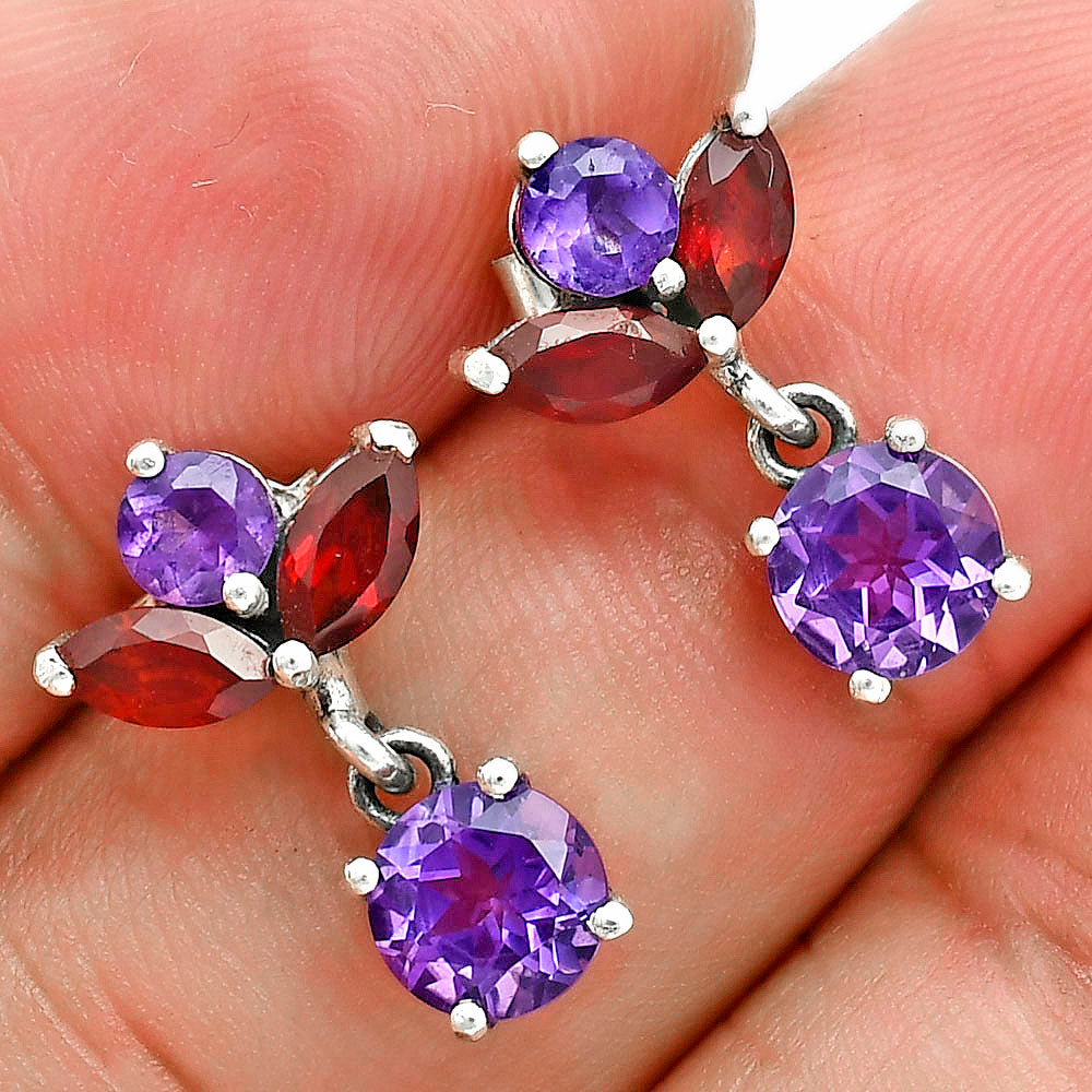 Premium African Amethyst & Garnet Earrings E-1249 11-EE10056