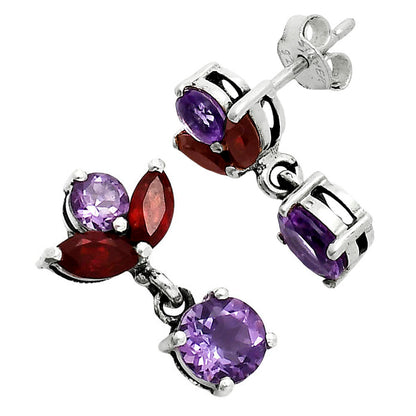 Premium African Amethyst & Garnet Earrings E-1249 11-EE10056