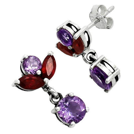 Premium African Amethyst & Garnet Earrings E-1249 11-EE10056