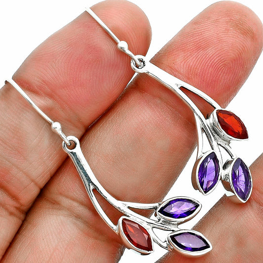 Premium African Amethyst & Garnet Earrings E-1253 11-EE10059