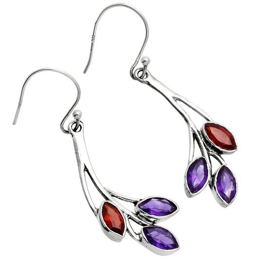 Premium African Amethyst & Garnet Earrings E-1253 11-EE10059