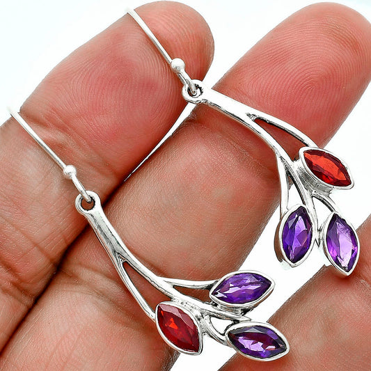 Premium Amethyst - Brazil & Garnet Earrings E-1253 11-EE10060
