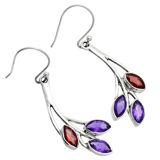 Premium Amethyst - Brazil & Garnet Earrings E-1253 11-EE10060