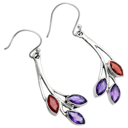Premium African Amethyst & Garnet Earrings E-1253 11-EE10061
