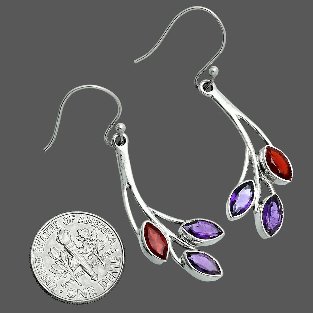 Premium Amethyst - Brazil & Garnet Earrings E-1253 11-EE10062