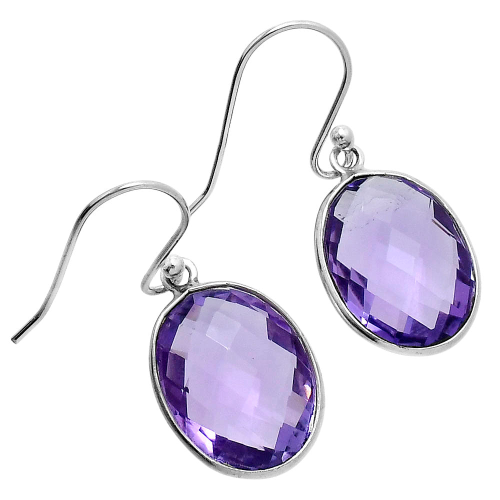 Premium Amethyst Checker Briolette Earrings E-1001 11-EE10068