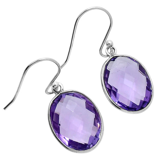 Premium Amethyst Checker Briolette Earrings E-1001 11-EE10068