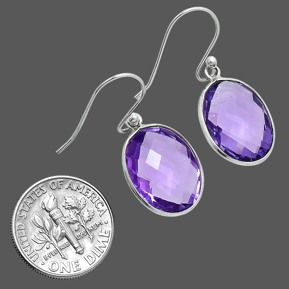 Premium Amethyst Checker Briolette Earrings E-1001 11-EE10068