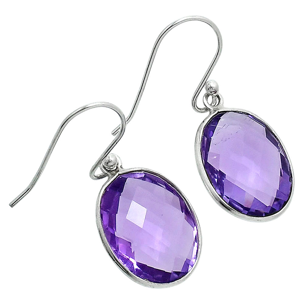 Premium Amethyst Checker Briolette Earrings E-1001 11-EE10068