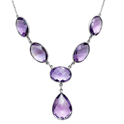 Premium Quality Amethyst Checker Briolette - Brazil Necklace N-1013 11-EN10002