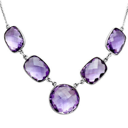 Premium Quality Amethyst Checker Briolette - Brazil Necklace N-1013 11-EN10003