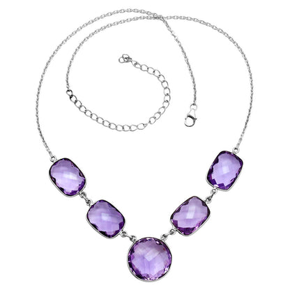 Premium Quality Amethyst Checker Briolette - Brazil Necklace N-1013 11-EN10003
