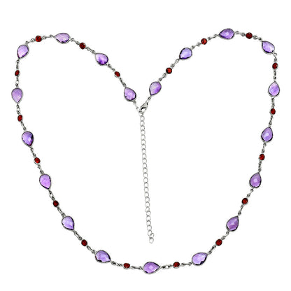 Premium Quality Amethyst Checker Briolette & Garnet Necklace N-1024 11-EN10009