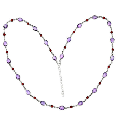 Premium Quality Amethyst Checker Briolette & Garnet Necklace N-1024 11-EN10010