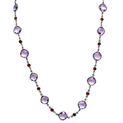 Premium Quality Amethyst Checker Briolette & Garnet Necklace N-1024 11-EN10015