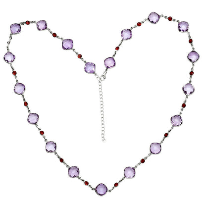 Premium Quality Amethyst Checker Briolette & Garnet Necklace N-1024 11-EN10015