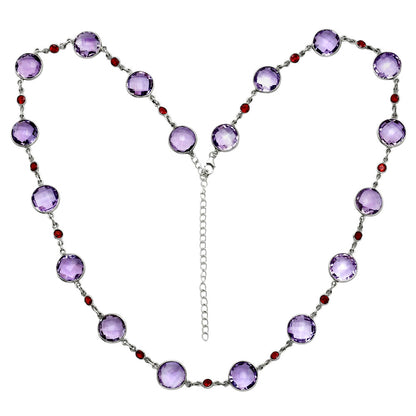 Premium Quality Amethyst Checker Briolette & Garnet Necklace N-1024 11-EN10016