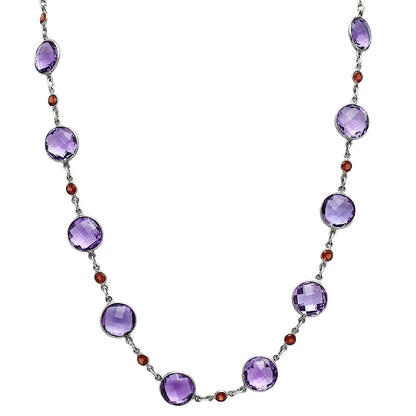 Premium Quality Amethyst Checker Briolette & Garnet Necklace N-1024 11-EN10017