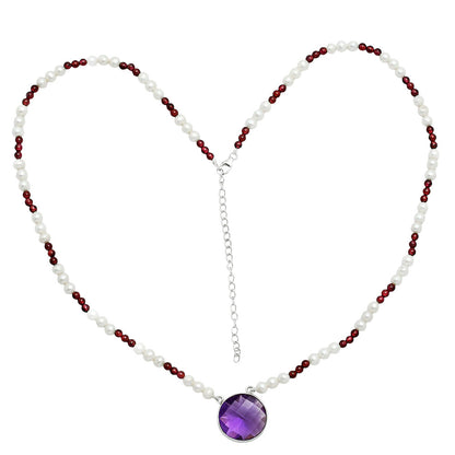 Premium Quality Amethyst, Garnet & Pearl Beaded Necklace N-1027 11-EN10022