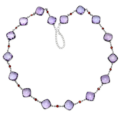 Premium Amethyst Checker Briolette & Garnet Necklace N-1024 11-EN10030