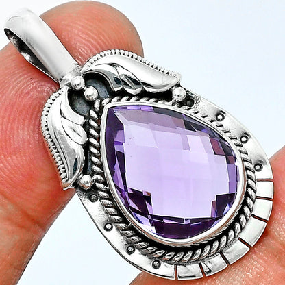 Premium Quality Amethyst Checker Briolette - Brazil Pendant P-1568 11-EP10010
