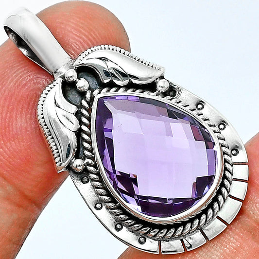 Premium Quality Amethyst Checker Briolette - Brazil Pendant P-1568 11-EP10010
