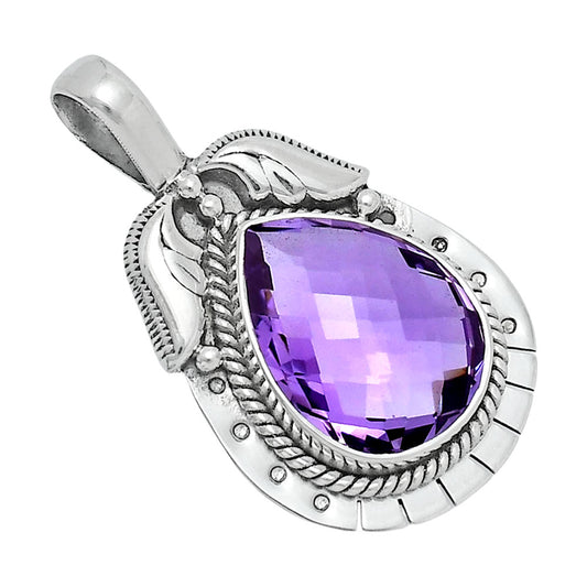 Premium Quality Amethyst Checker Briolette - Brazil Pendant P-1568 11-EP10011