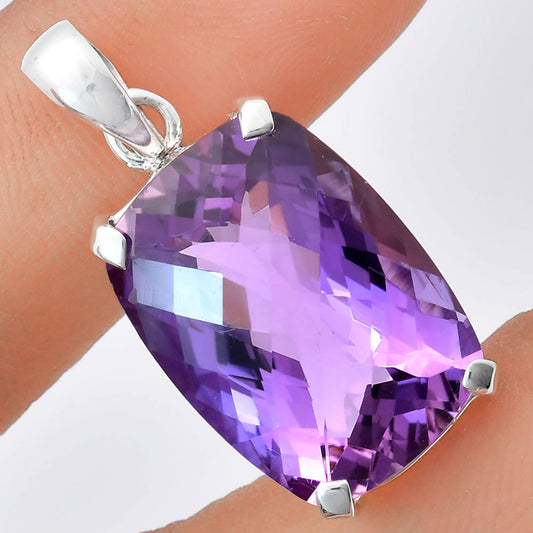 Premium Quality Amethyst Checker - Brazil Pendant P-1013 11-EP10018