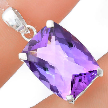 Premium Quality Amethyst Checker - Brazil Pendant P-1013 11-EP10024