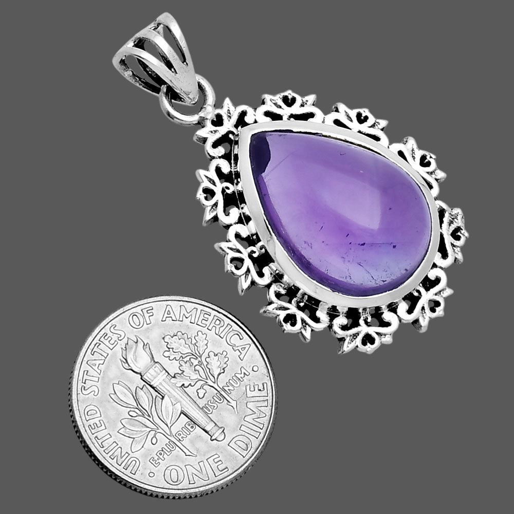 Premium Quality Amethyst Cab - Brazil Pendant P-1028 11-EP10029