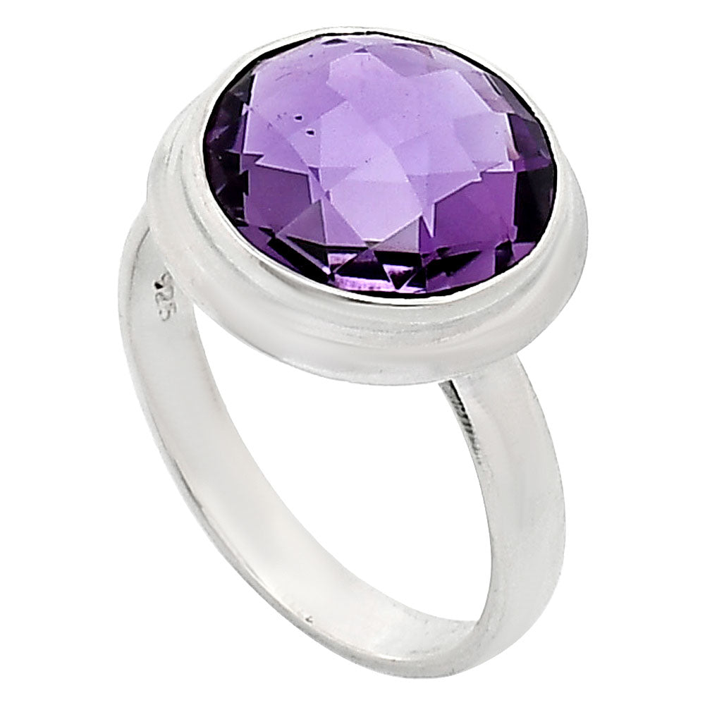 Premium Quality Amethyst Checker Briolette - Brazil Ring size-7 R-1007 11-ER10001