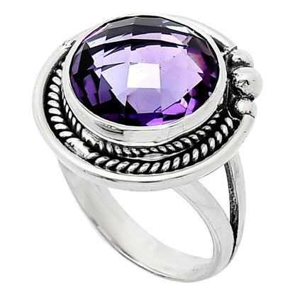 Premium Quality African Amethyst Checker Briolette Ring size-6 R-1148 11-ER10005