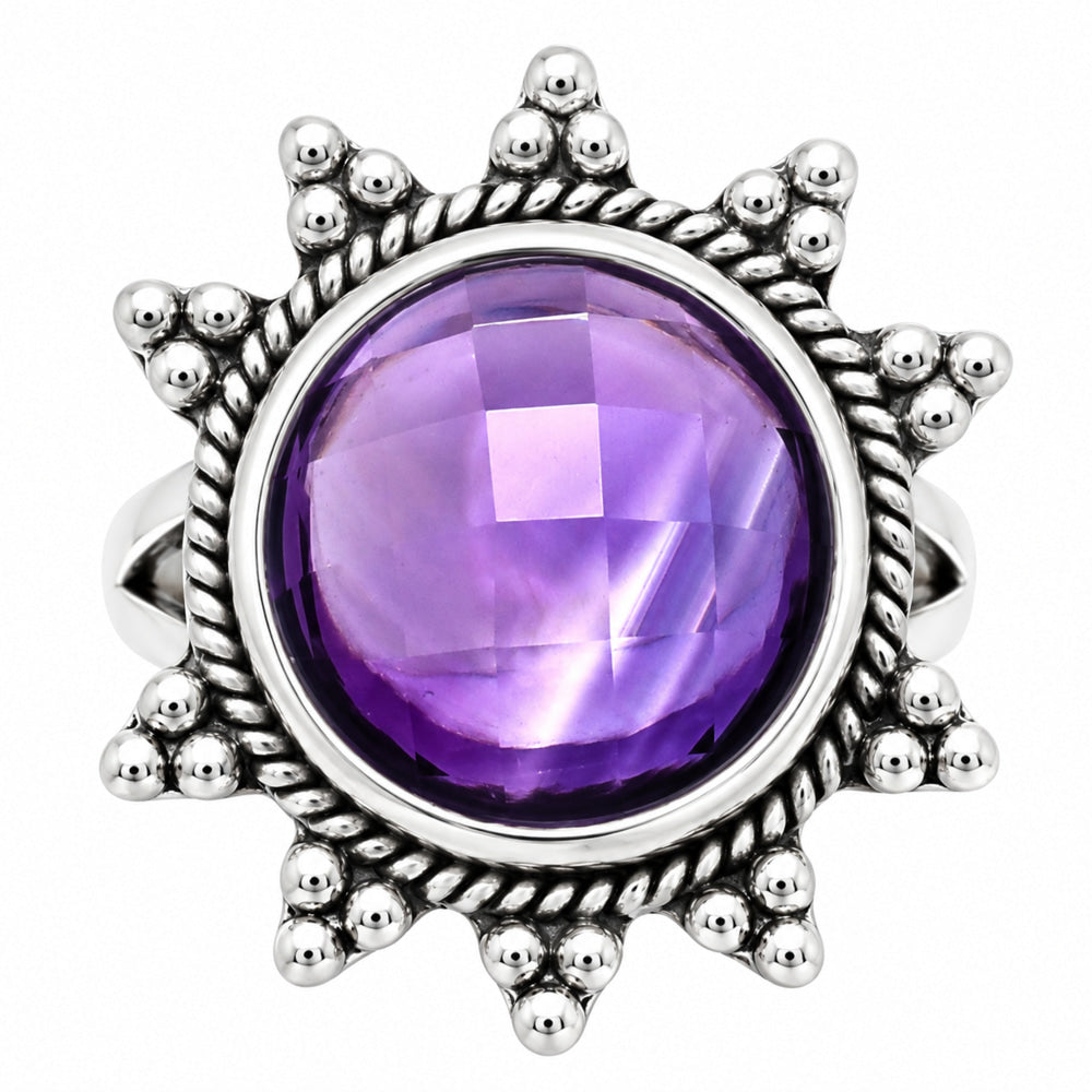 Premium Quality Amethyst Checker - Brazil Ring size-8 R-1234 11-ER10006