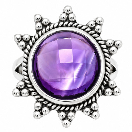 Premium Quality Amethyst Checker - Brazil Ring size-8 R-1234 11-ER10006