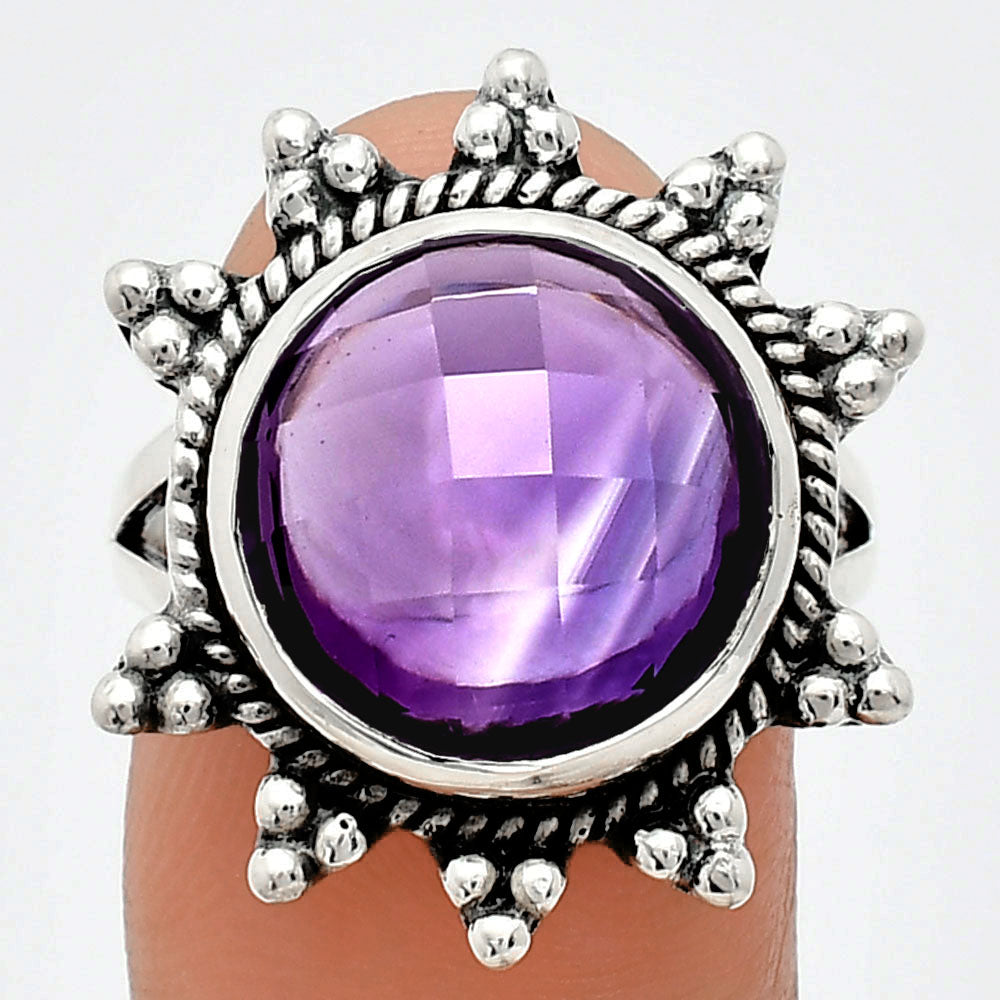 Premium Quality Amethyst Checker - Brazil Ring size-8 R-1234 11-ER10006