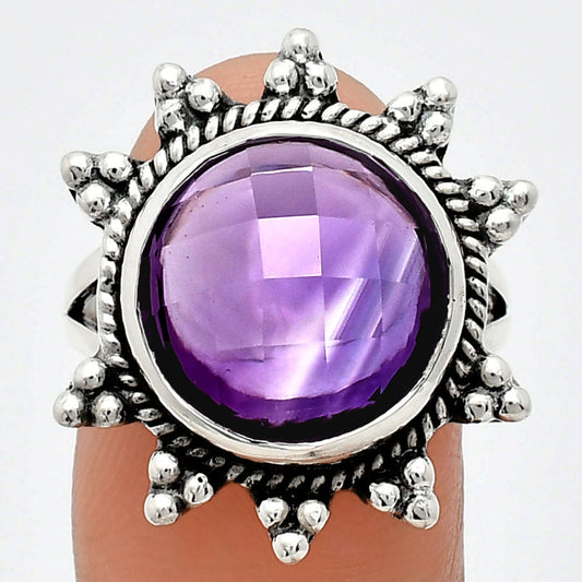 Premium Quality Amethyst Checker - Brazil Ring size-8 R-1234 11-ER10006
