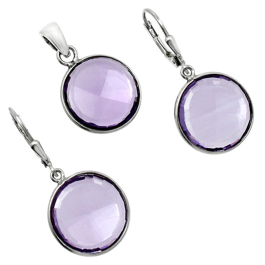 Premium Quality Amethyst - Brazil Pendant Earrings Set T-1015 11-ET10001