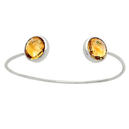 Premium Quality Citrine Checker Briolette Cuff Bangle Bracelet B-1004 12-EB10033