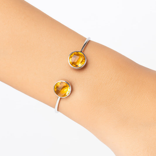 Premium Quality Citrine Checker Briolette Cuff Bangle Bracelet B-1004 12-EB10033